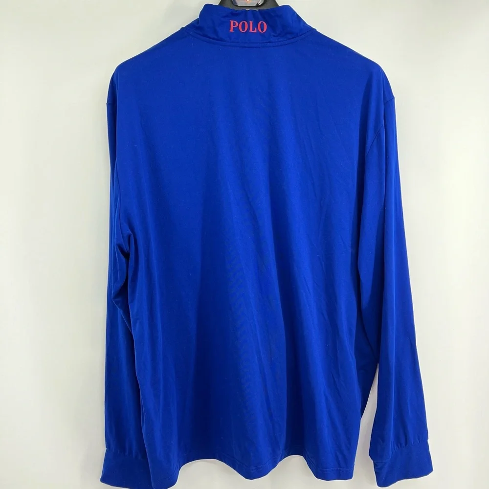 Polo Golf Ralph Lauren Sz XXL Blue‎ 1/4 Zip Wicking Lightweight Raglan Slv Shirt